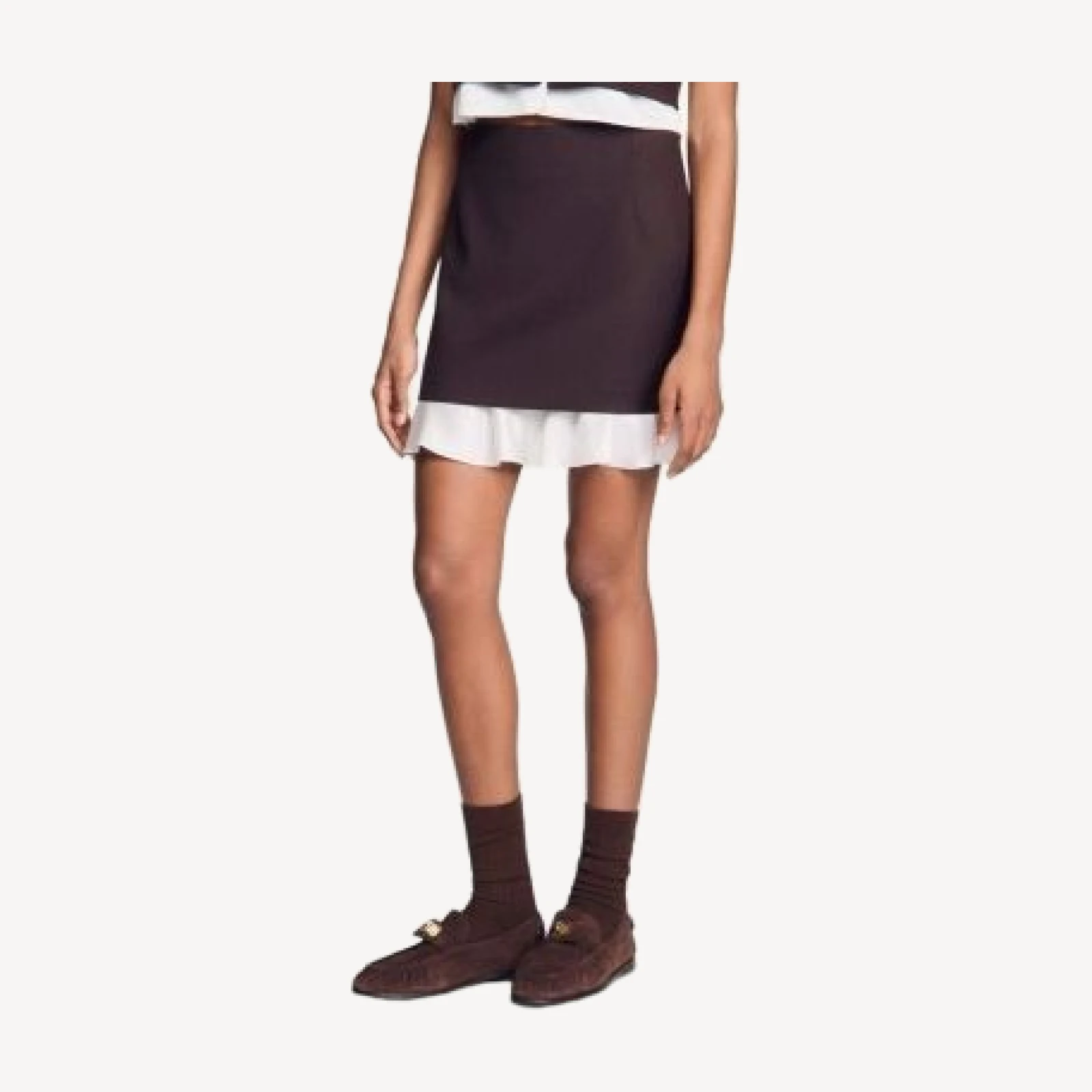Sandro Allison Contrast Hem Mini Skirt