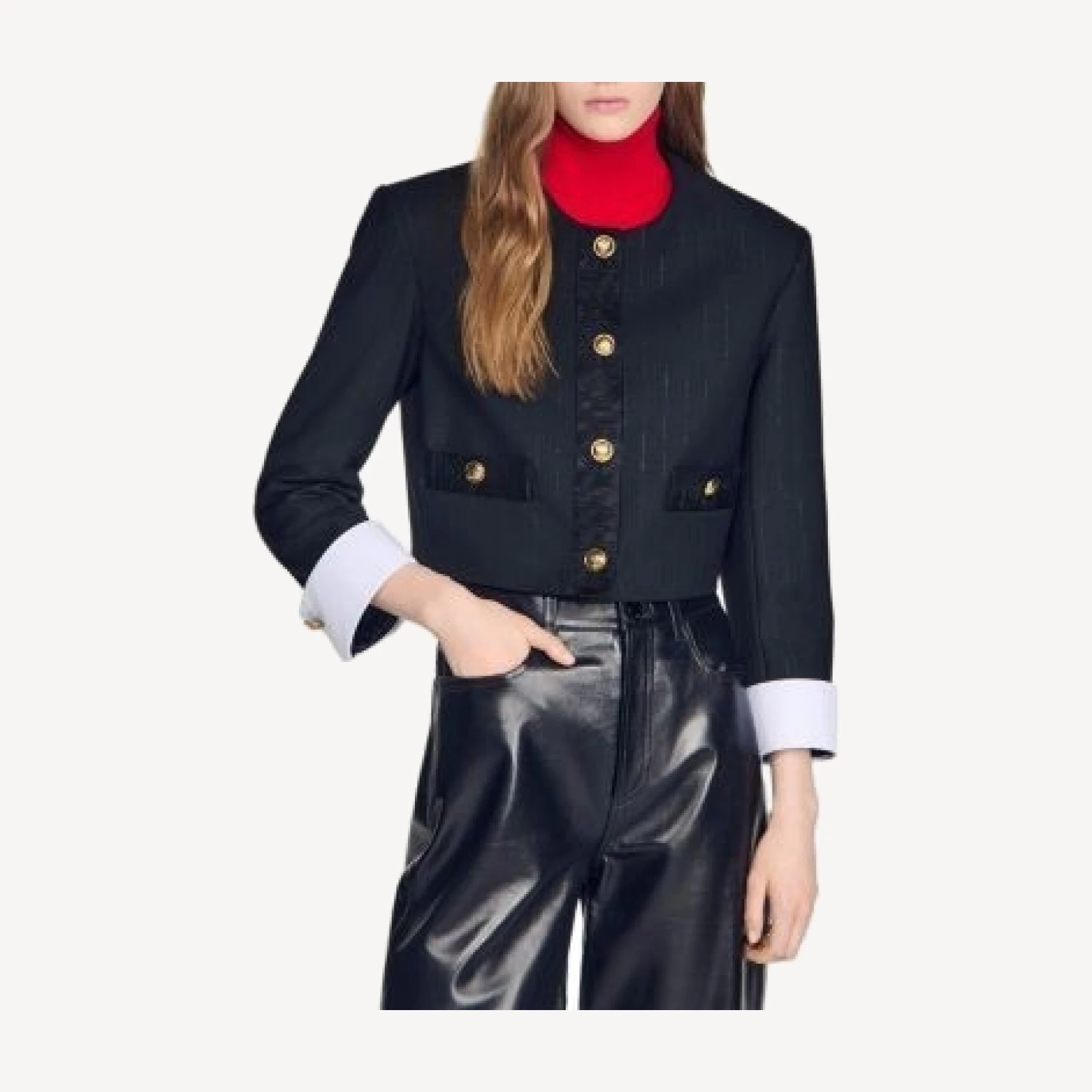 Sandro Cropped Stripe Jacket