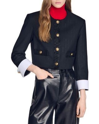 Sandro Cropped Stripe Jacket