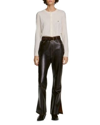 Sandro Aurel Wool Check Stitch Cropped Cardigan