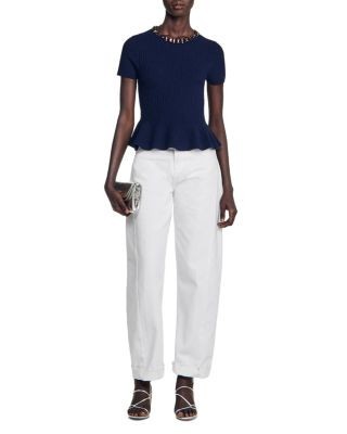 Sandro Jesse Embellished Wool Blend Peplum Sweater