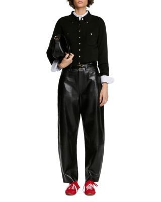 Sandro Jessica Wool Blend Shirt Collar Cardigan