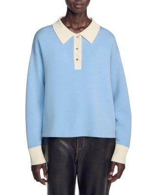 Sandro Megan Wool Blend Polo Sweater