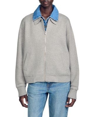 Sandro Hayden Layered Look Zip Cardigan
