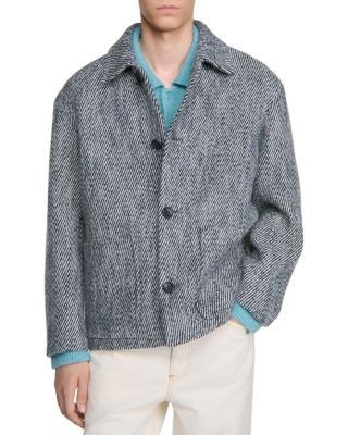 Sandro Marl Effect Wool Twill Work Jacket