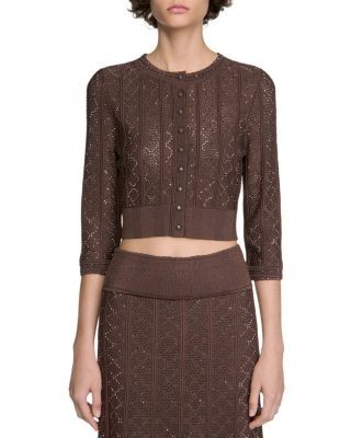 Sandro Strass Knit Cropped Cardigan