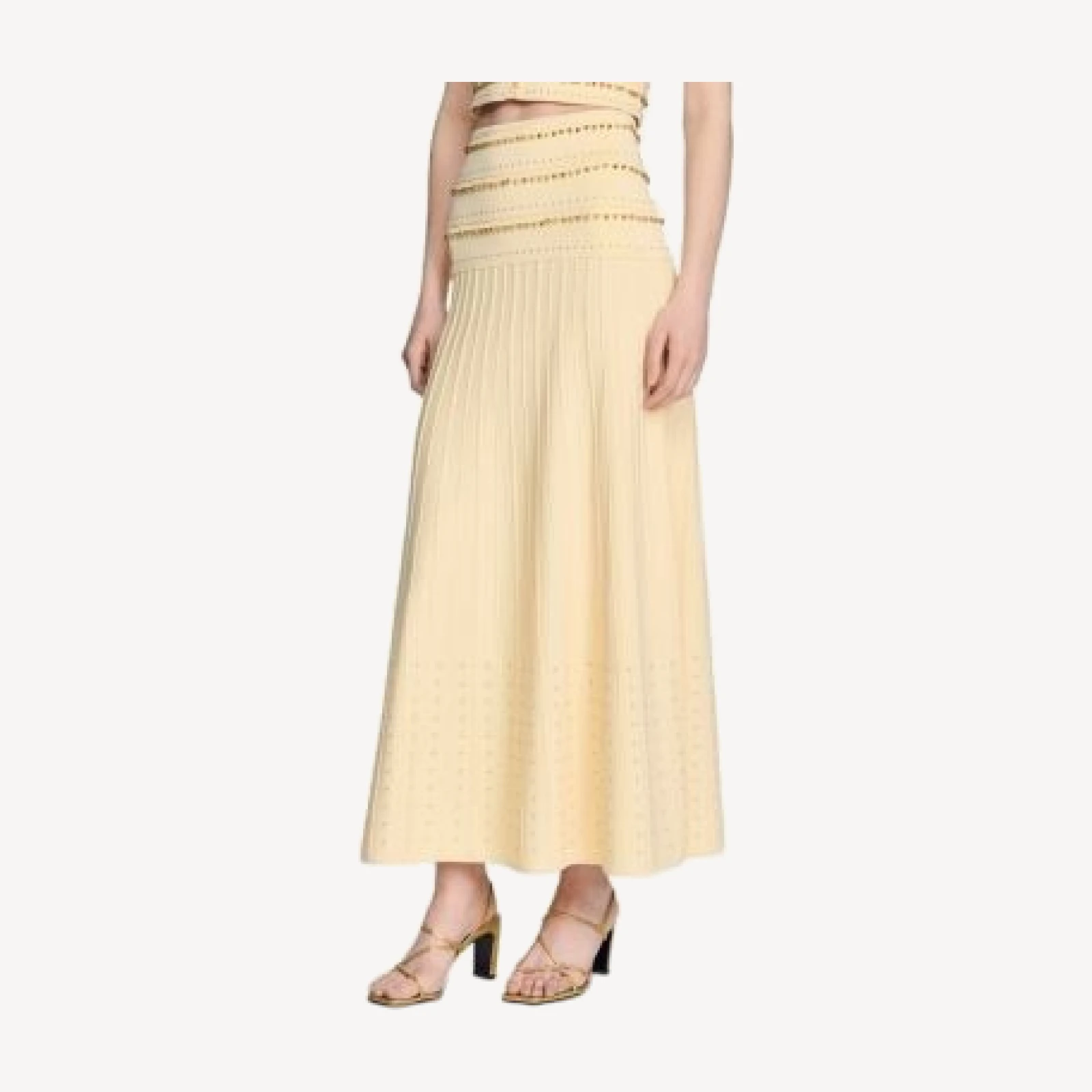 Sandro Lorianne Embellished Knit Maxi Skirt