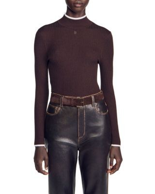Sandro Cole Wool & Silk Ribbed Sweater
