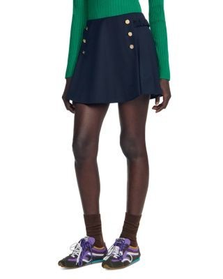 Sandro Alta Buttoned Pleated Skort