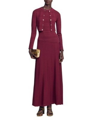 Sandro Sam Pointelle Knit Cropped Cardigan