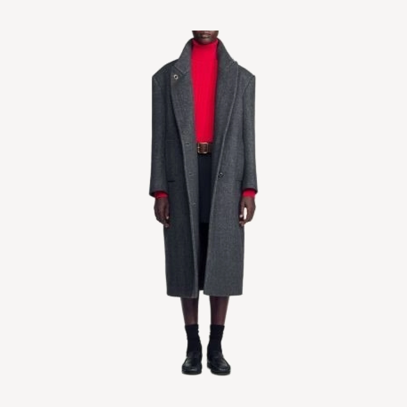 Sandro Bradford Herringbone Wool Blend Coat