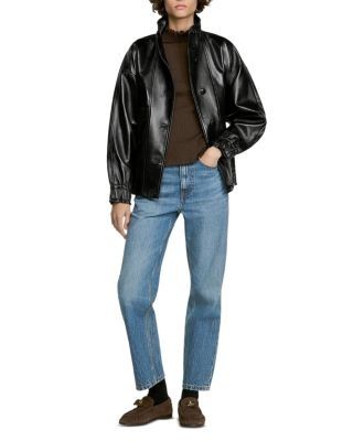 Sandro Lya Smocked Mock Neck Top
