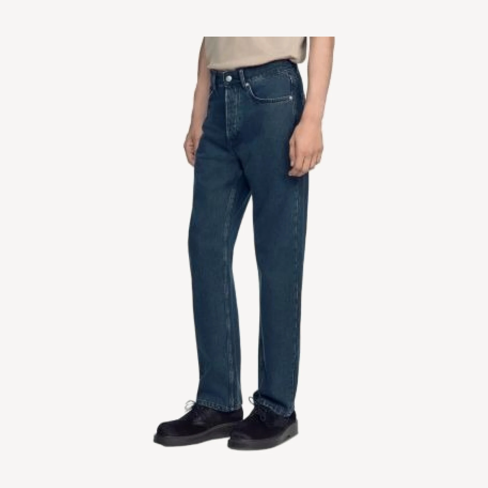 Sandro Regular Fit Faded Cotton Jeans in Grey Blue