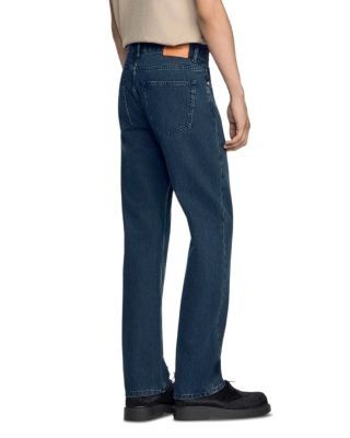 Sandro Regular Fit Faded Cotton Jeans in Grey Blue