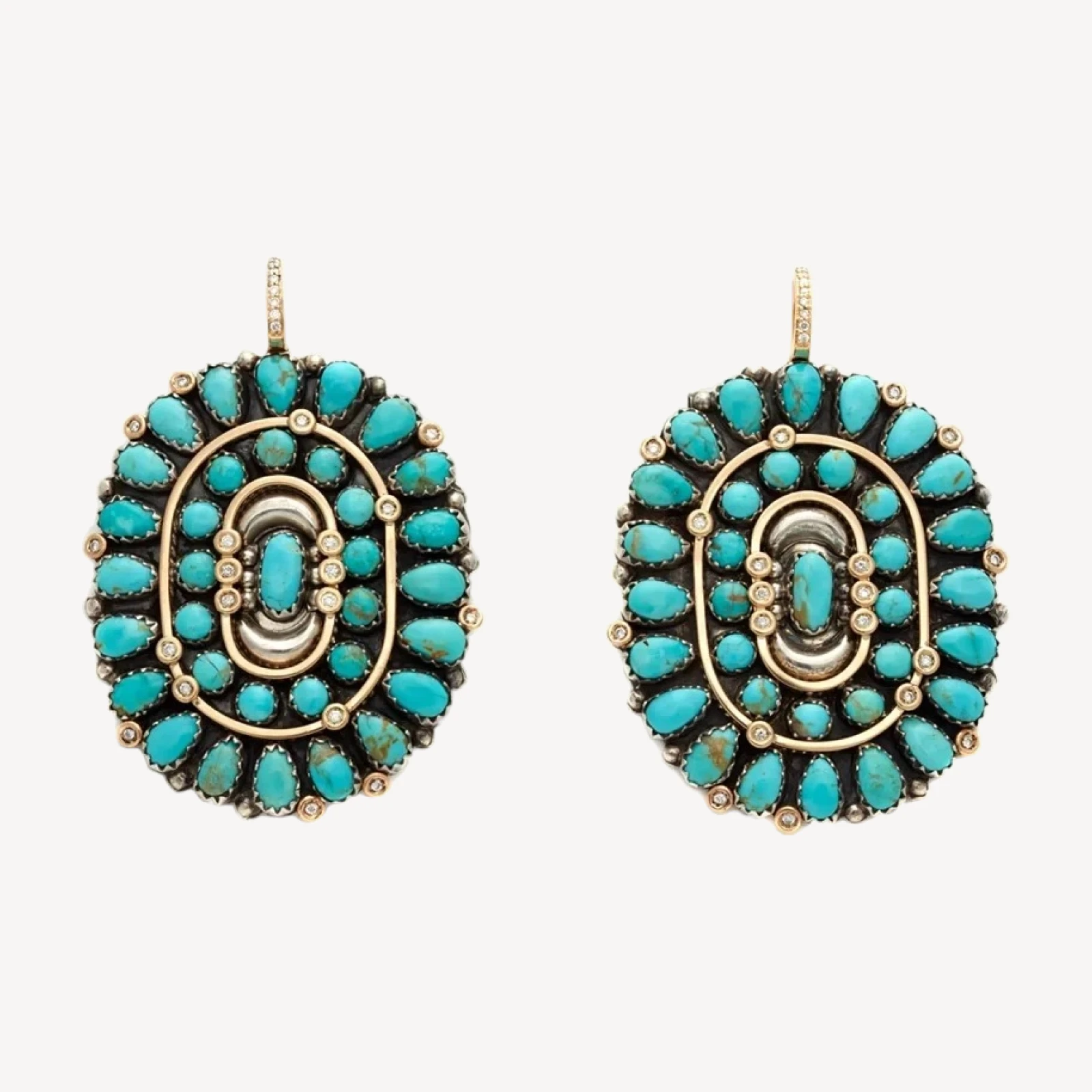 Anna Sheffield x Hayward Concho Earring Set - 18k Yellow Gold & White Diamonds