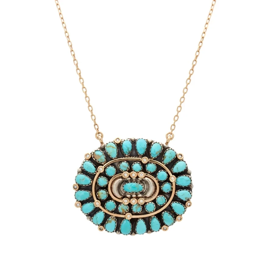 Anna Sheffield x Hayward Concho Necklace - 18k Yellow Gold & White Diamond