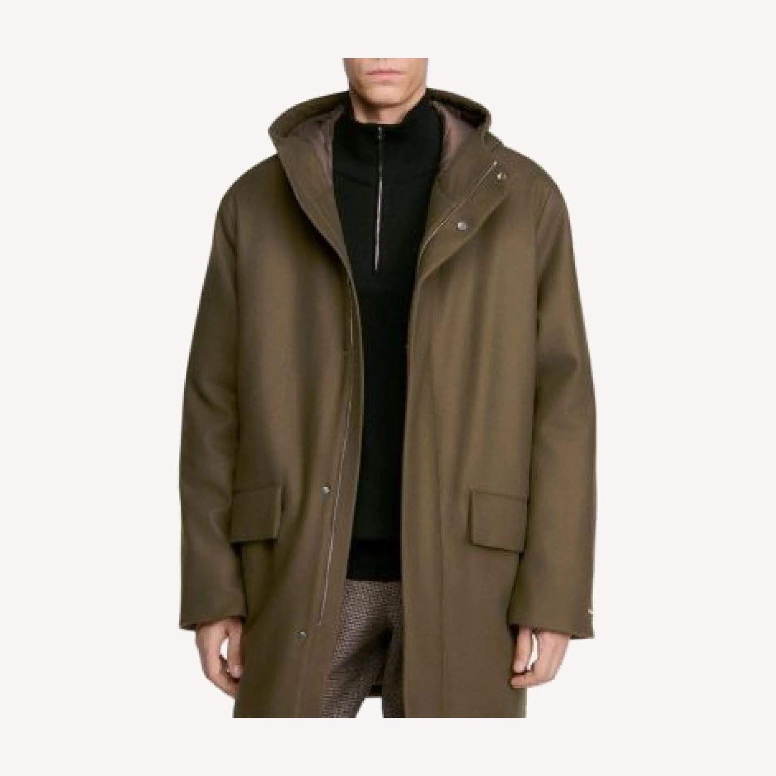 Sandro Scooter Wool Blend Hooded Parka Jacket