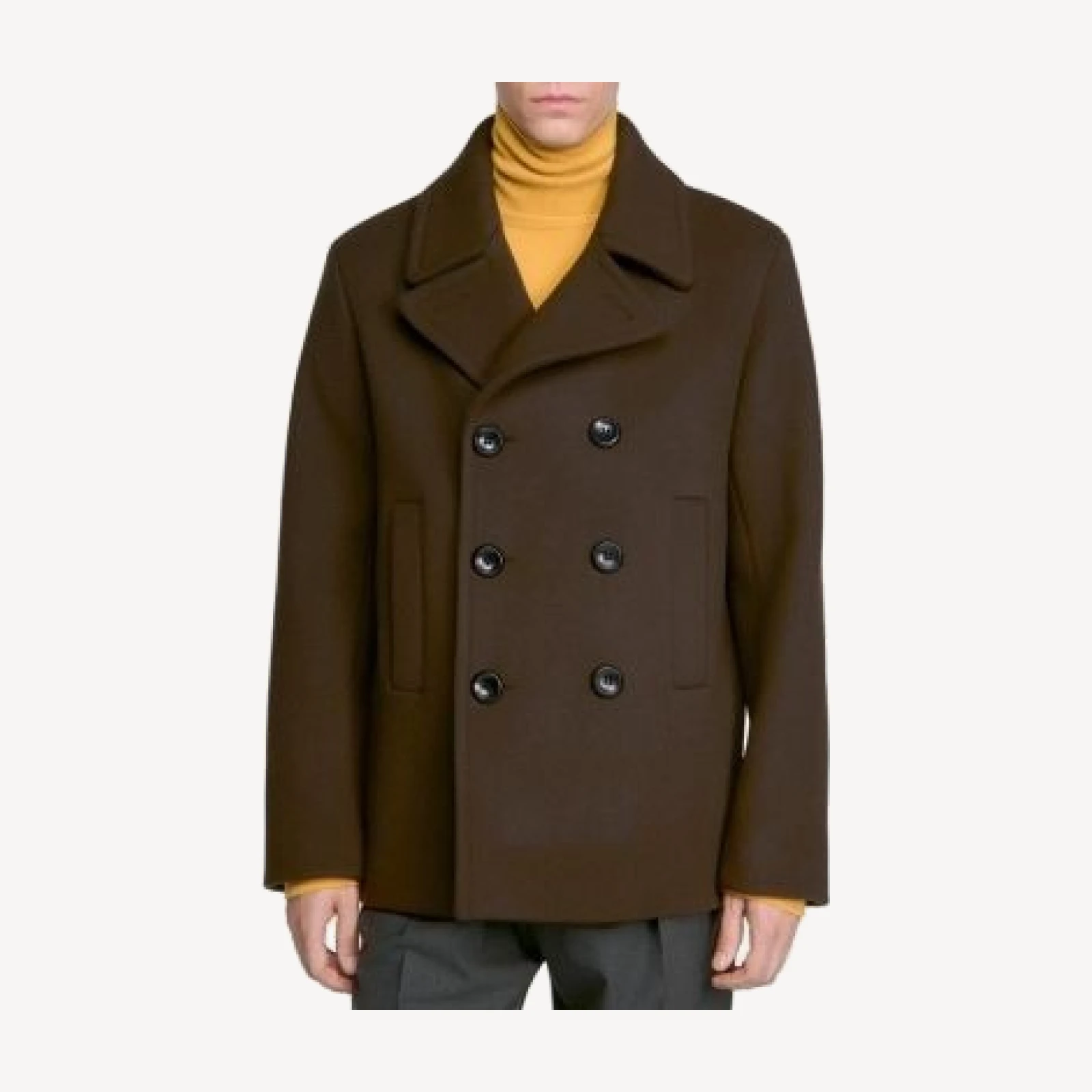 Sandro Double Breasted Wool Blend Pea Coat