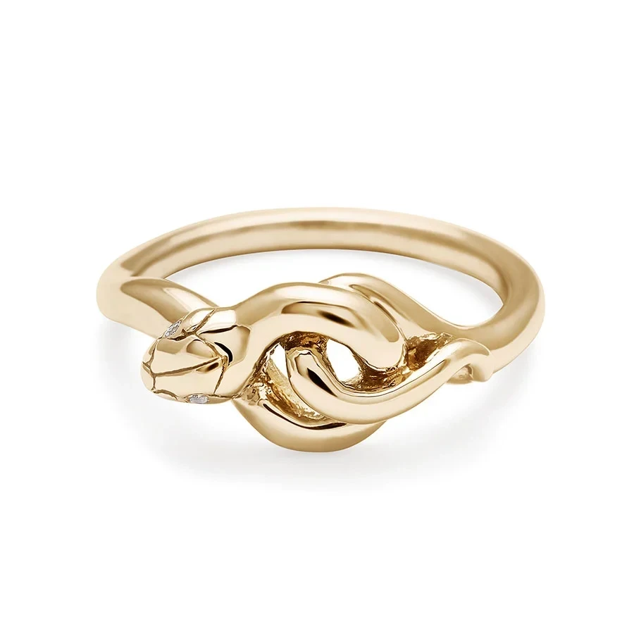 Serpent Band - 14k Gold & White Diamond