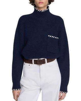 Sandro Alban Whipstitch Turtleneck Sweater