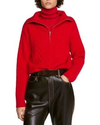 Sandro Arabella Wool Blend Half Zip Sweater