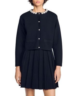 Sandro Aubrey Embellished Cropped Cardigan