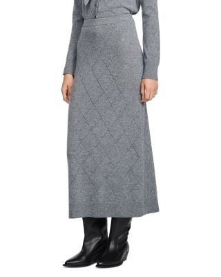 Sandro Coralyna Wool Blend Pointelle Knit Skirt