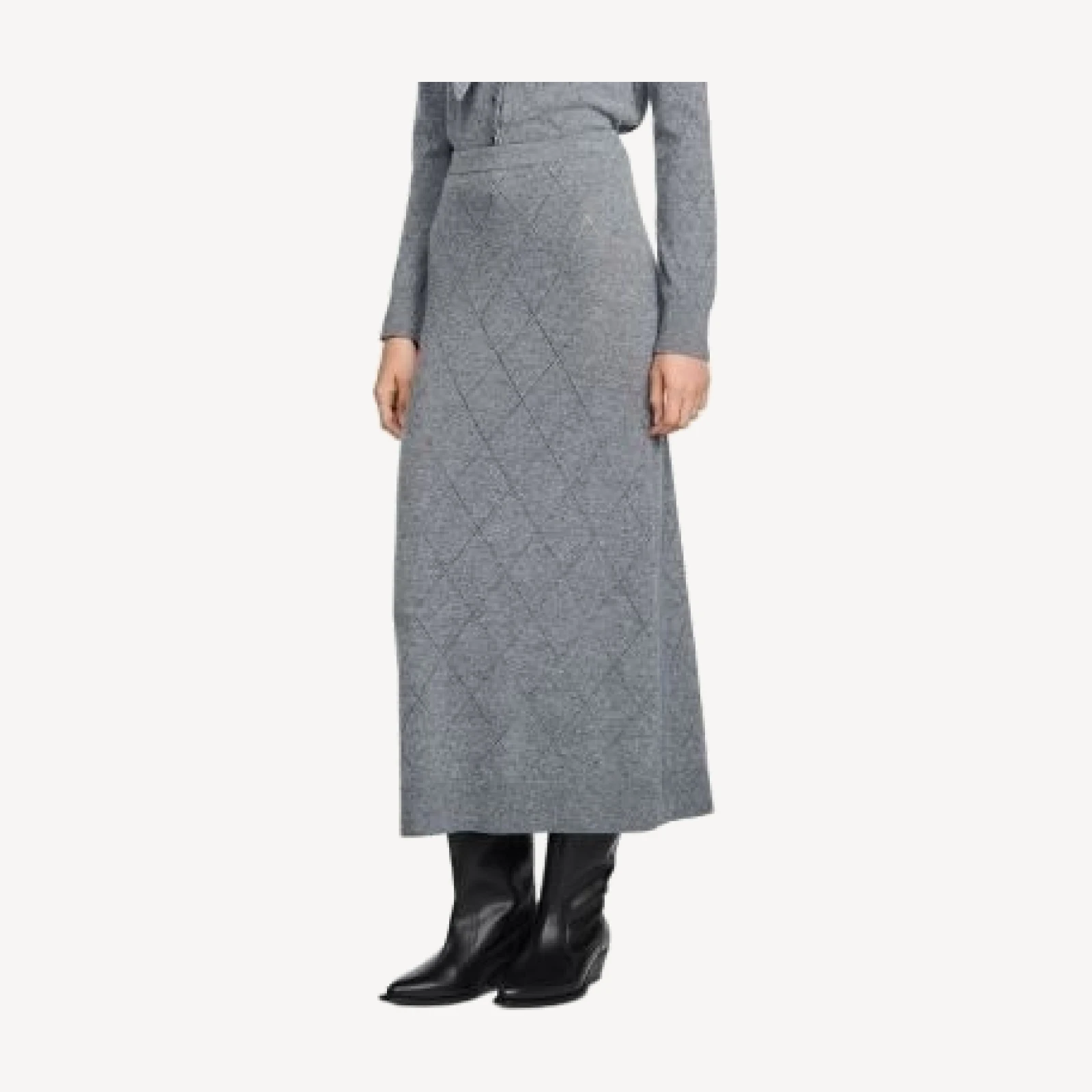Sandro Coralyna Wool Blend Pointelle Knit Skirt