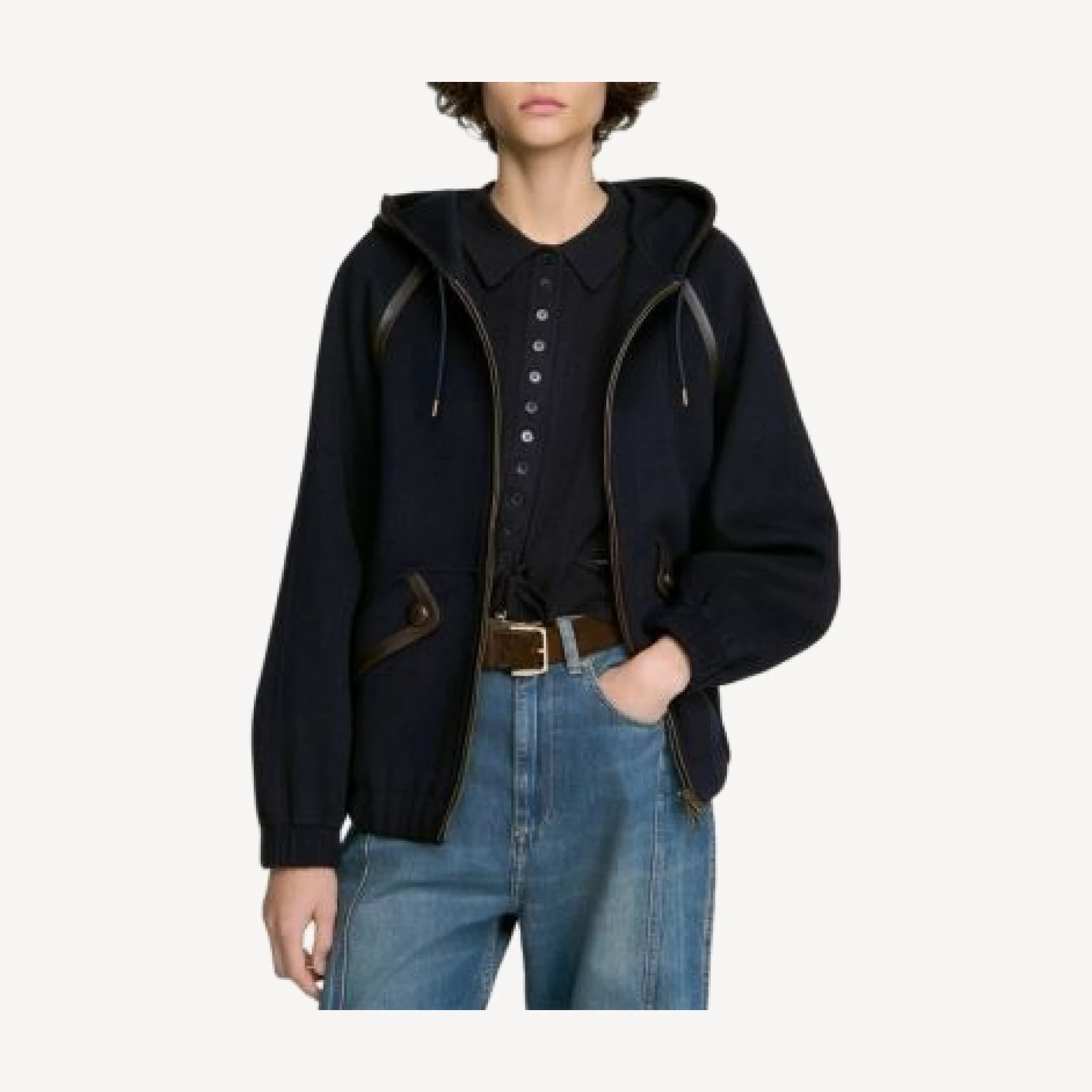 Sandro Brooks Wool Hooded Jacket