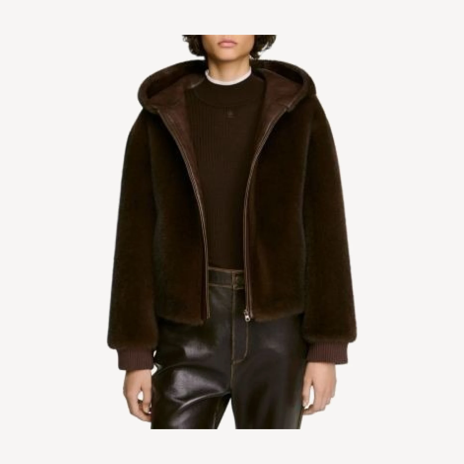 Sandro Montgomery Hooded Faux Fur Jacket