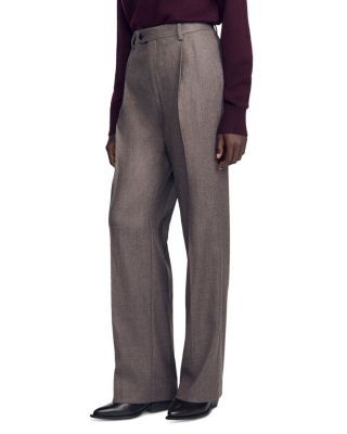 Sandro Everett Wool Tab Waist Pants