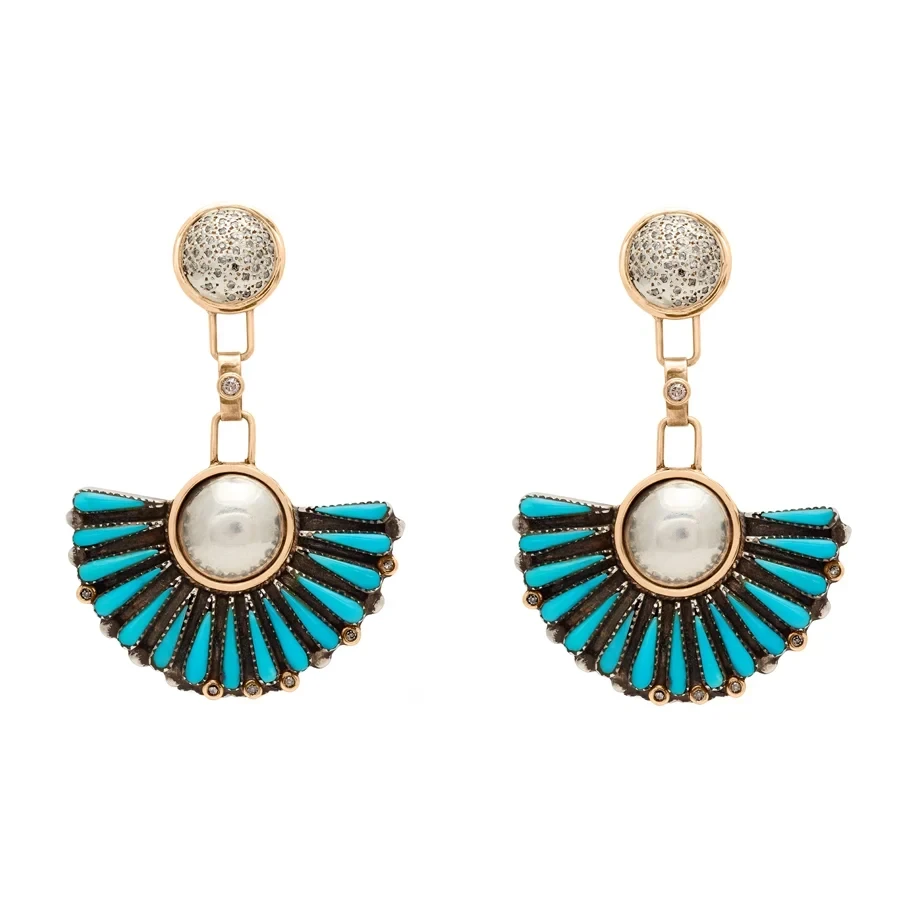 Vintage Sunburst Earrings - Yellow Gold & Champagne Diamonds
