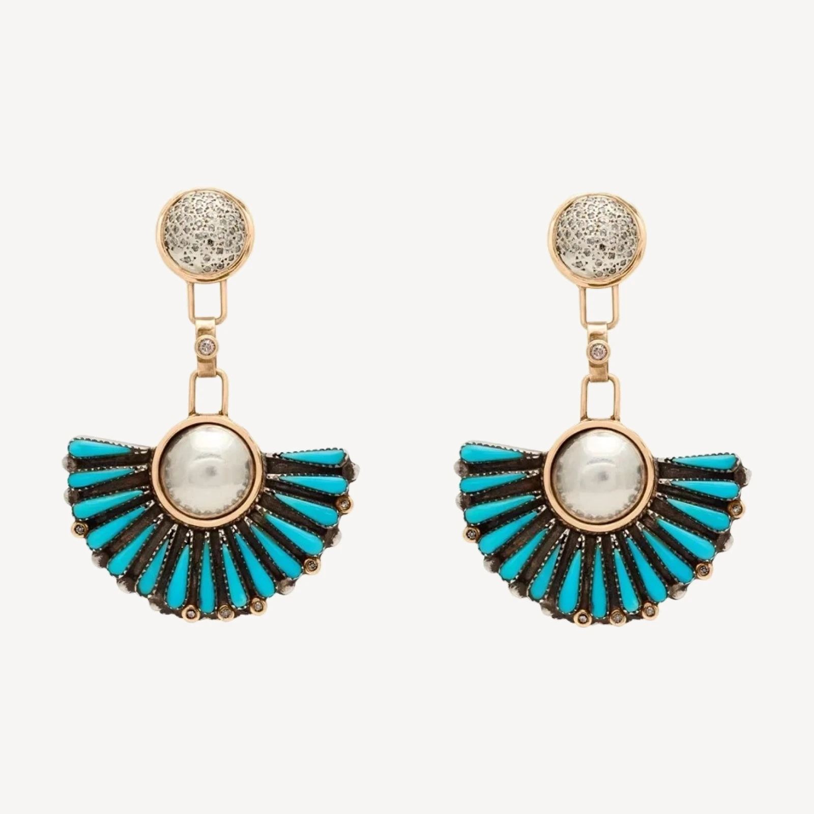 Vintage Sunburst Earrings - Yellow Gold & Champagne Diamonds