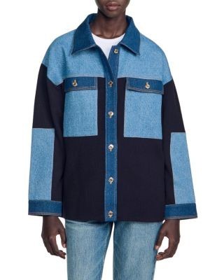 Sandro Celia Denim Mix Oversized Jacket