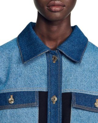 Sandro Celia Denim Mix Oversized Jacket