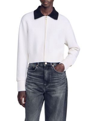 Sandro Maya Cable Knit Cropped Cardigan