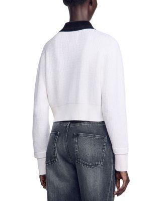 Sandro Maya Cable Knit Cropped Cardigan