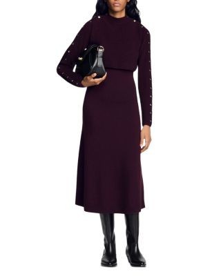 Sandro 2 in 1 Knit Midi Dress