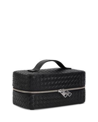 Sandro Braided Leather Zip Toiletry Bag