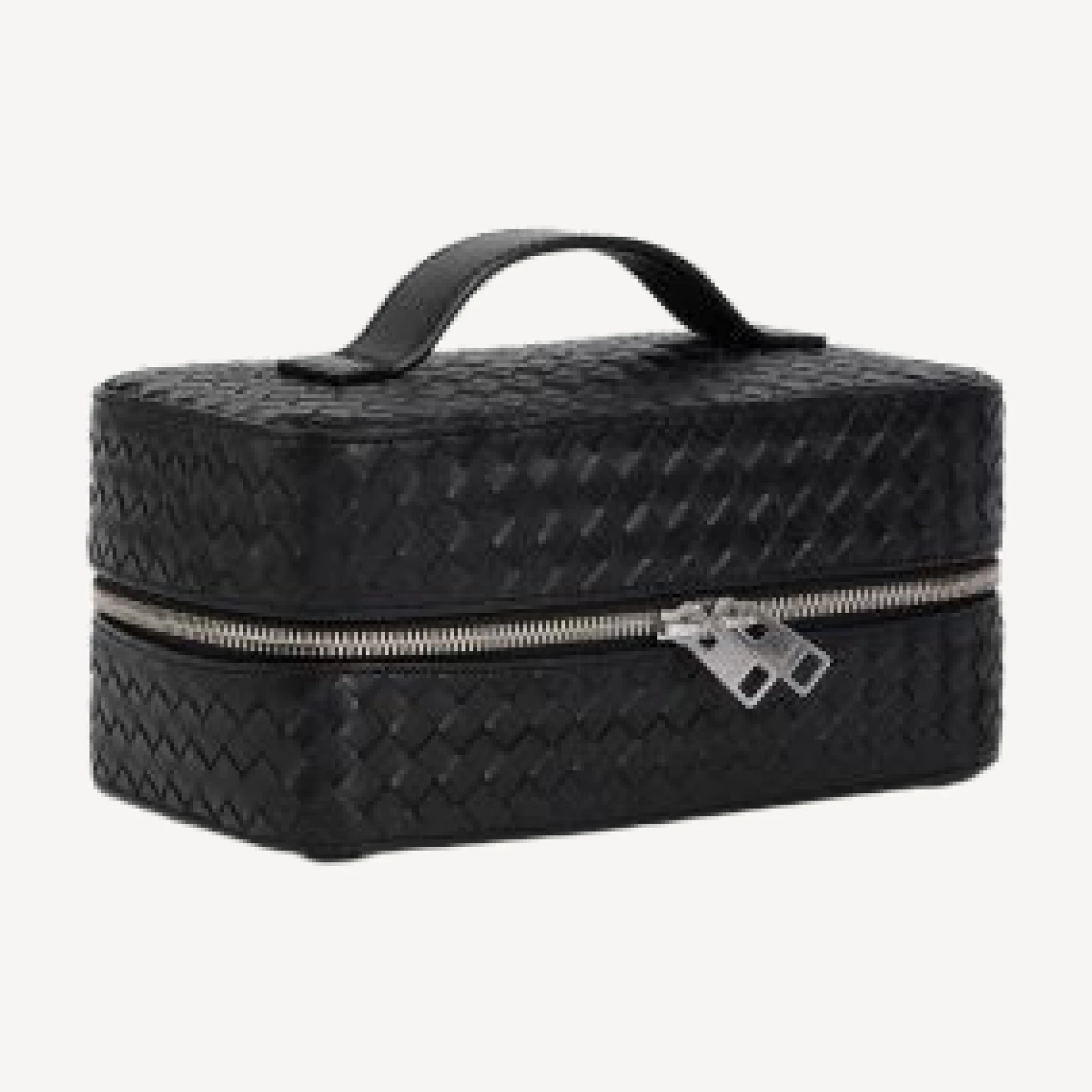 Sandro Braided Leather Zip Toiletry Bag
