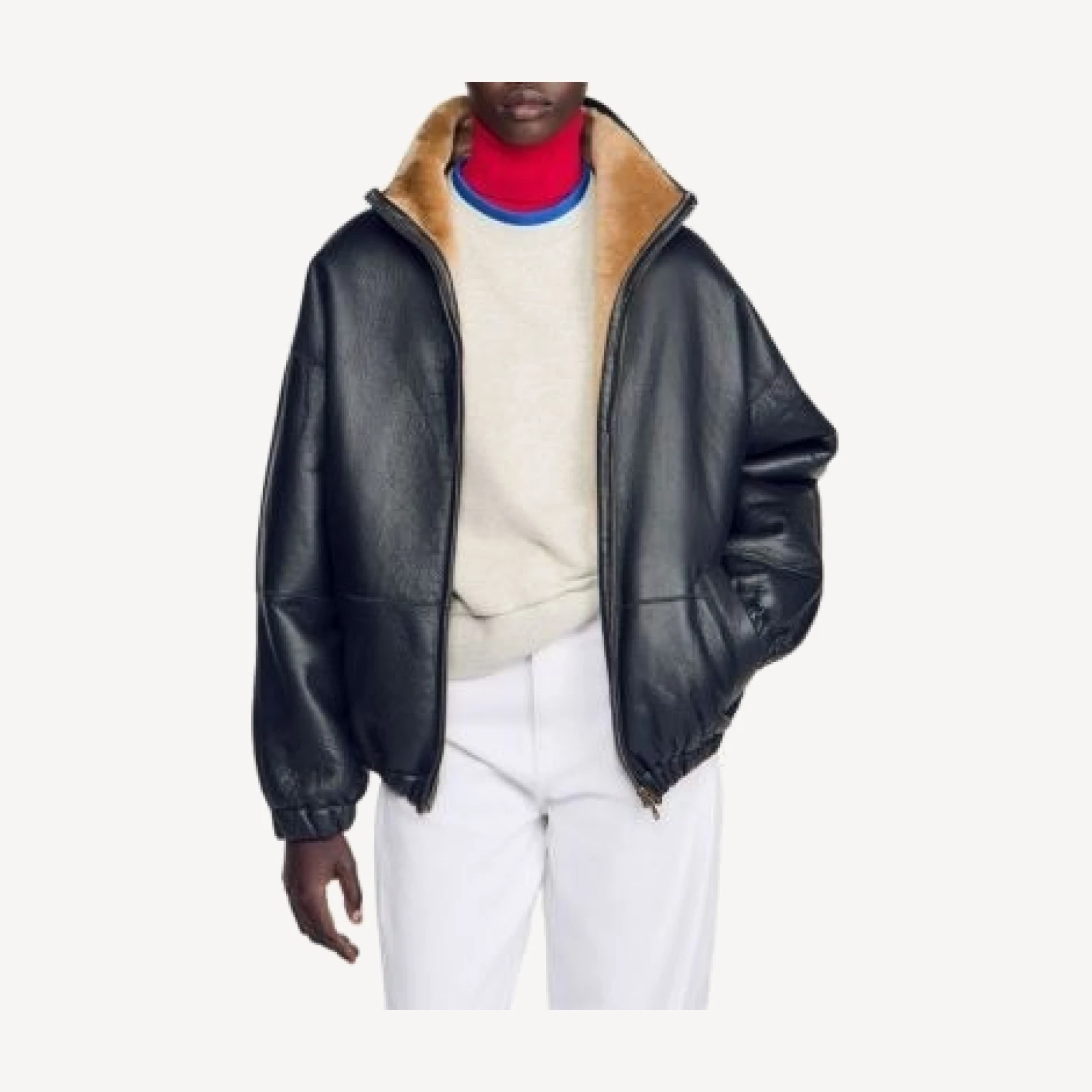 Sandro Jordan Oversized Shearling Jacket