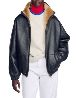 Sandro Jordan Oversized Shearling Jacket