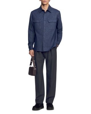 Sandro Cotton Flannel Pocket Shirt