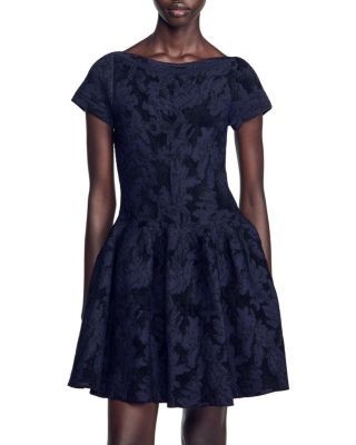 Sandro Gala Jacquard Knit Flare Dress