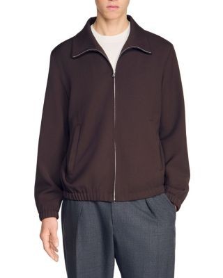 Sandro Stand Collar Wool Track Jacket