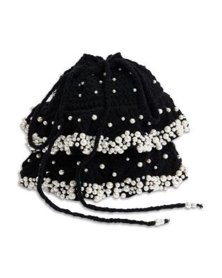 Sandro Beaded Velvet Bucket Bag