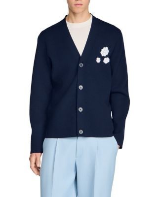 Sandro Flower Flock Cardigan Sweater