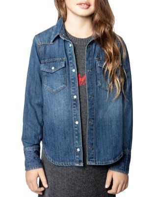 Zadig & Voltaire Girls' Rea Denim Shirt - Little Kid, Big Kid