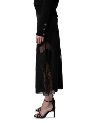 Zadig & Voltaire Jaylal Lace Detail Silk Skirt