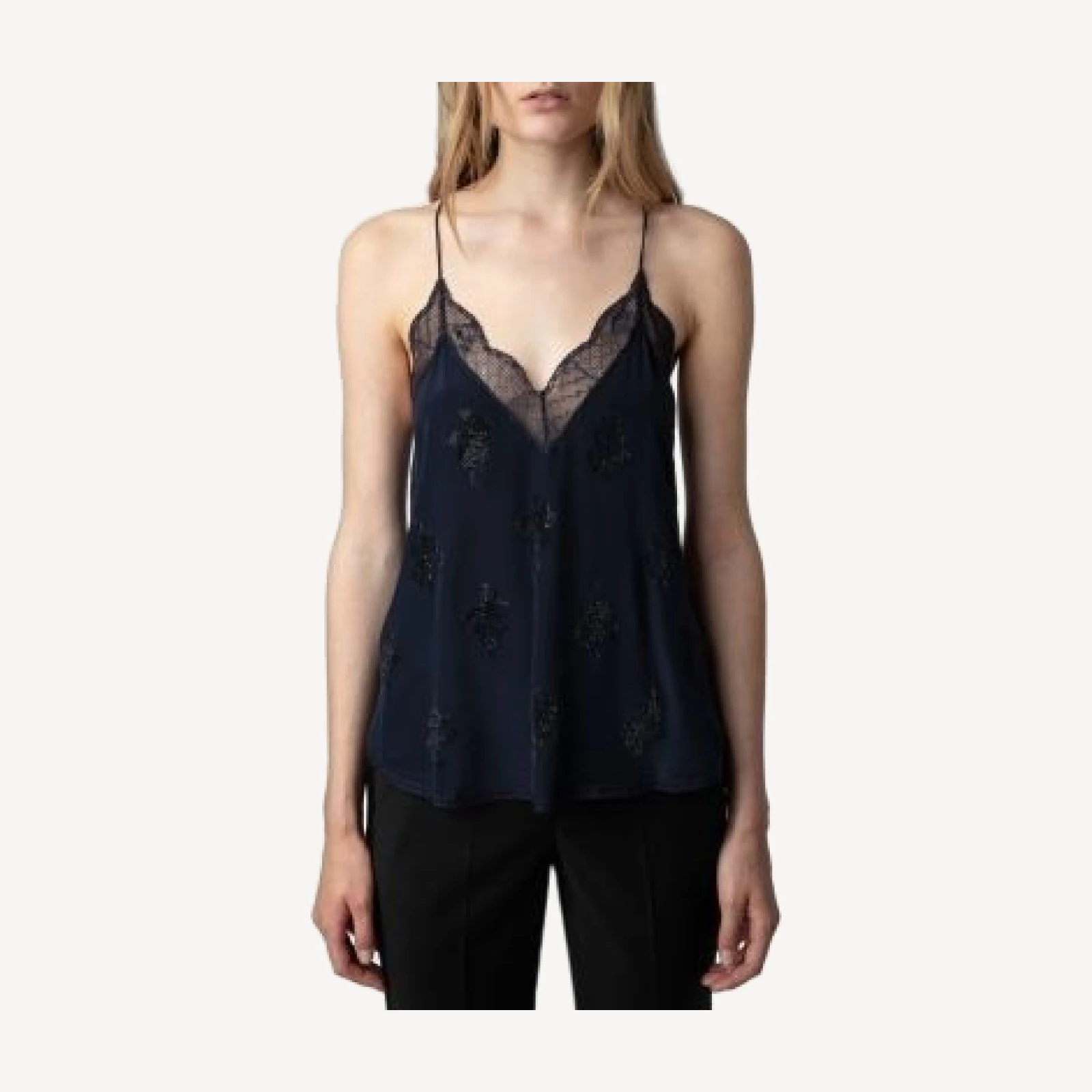 Zadig & Voltaire Christy Lace Trim Silk Camisole